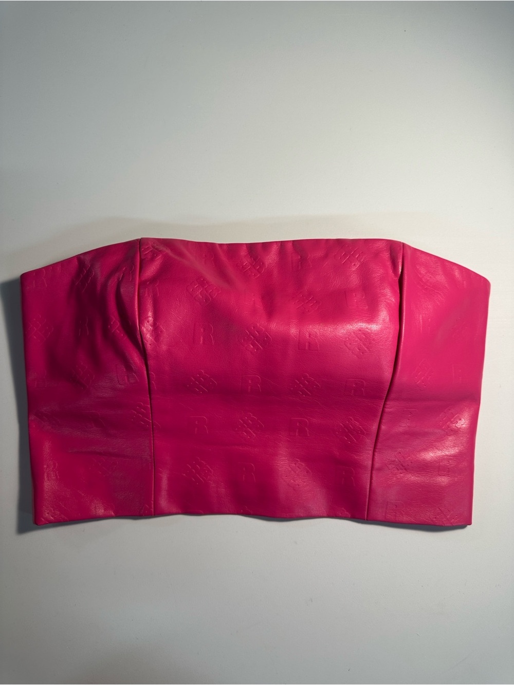 ROTATE Embossed Strapless Cropped Top US Size 4 in Fuschia/Hot Pink